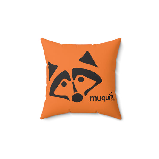 Muquifu Orange Spun Polyester Square Pillow - Muquifu