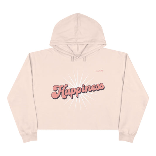 Happiness Pink Muquifu Positive Crop Hoodie